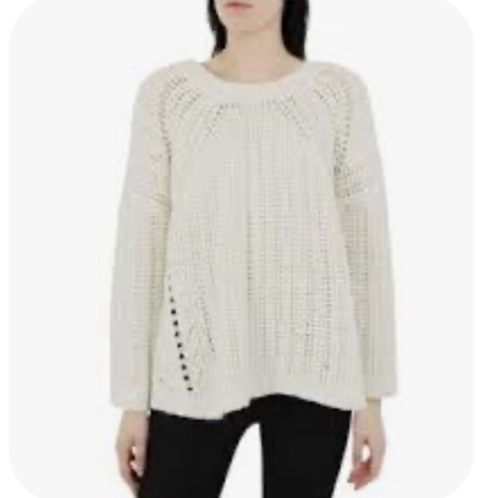Elizabeth and James Cream Open-Knit Pullover Sweater